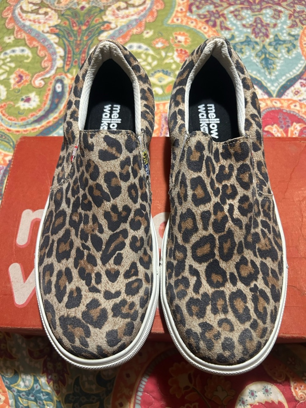 Mellow Walkers Women's Leopard Slip-On  steel toe Athletic Shoes - Brown